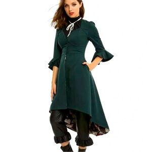 🪄Harry Potter Women’s Slytherin Dark Green High-Low Corset-back Dress Jacket XL